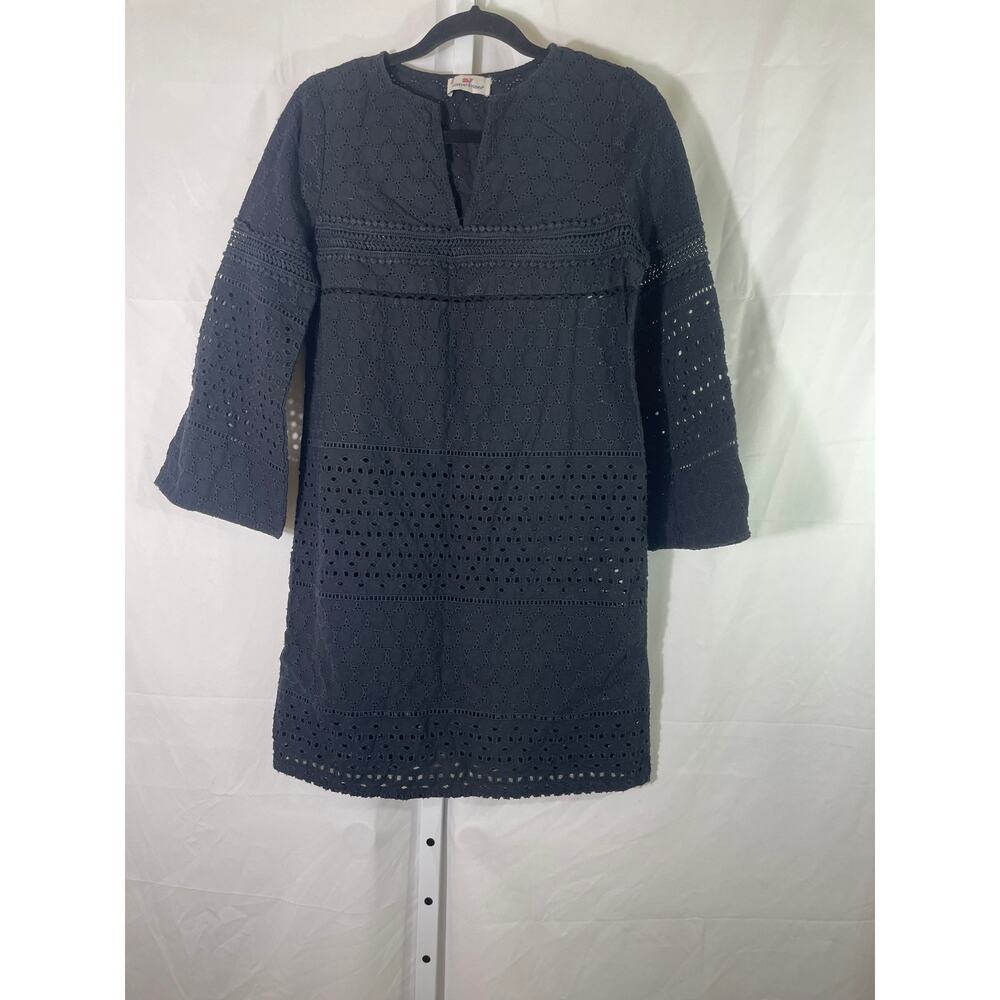 Vineyard Vines Eyelet Notch Neck Dress - Black